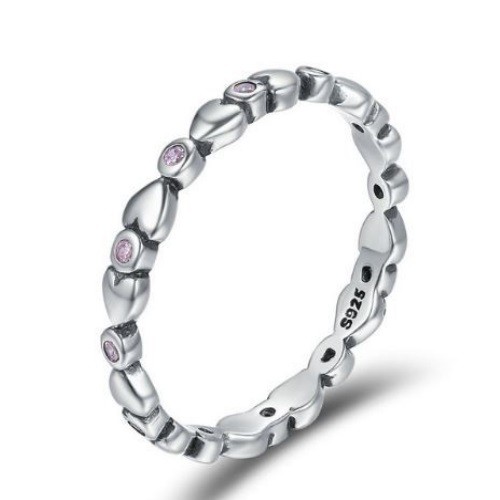 Ezüst gyűrű kristályokkal, lila, 7-es méret