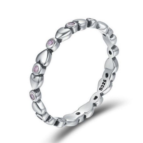 Ezüst gyűrű kristályokkal, lila, 8-as méret