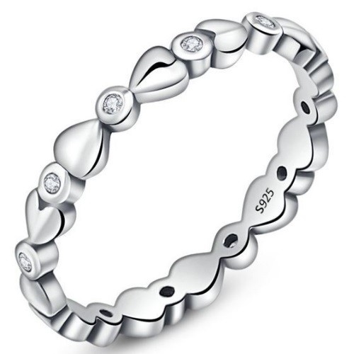 Ezüst gyűrű kristályokkal, fehér, 6-os méret