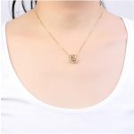 Nyaklánc dupla szívvel, cseh kristállyal, ródium/arany