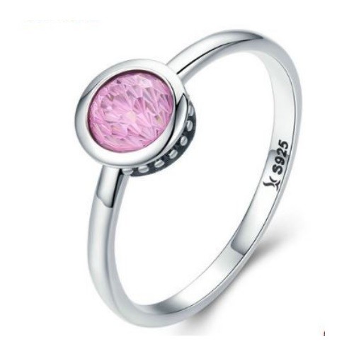 Ezüst gyűrű kristállyal, pink, 6-os méret