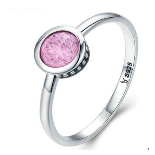 Ezüst gyűrű kristállyal, pink, 7-es méret