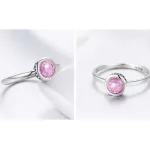 Ezüst gyűrű kristállyal, pink, 7