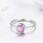 Ezüst gyűrű kristállyal, pink, 7