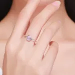 Ezüst gyűrű kristállyal, pink, 7