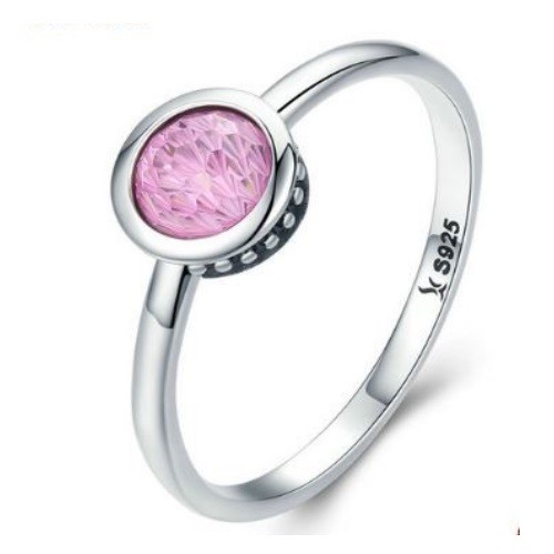 Ezüst gyűrű kristállyal, pink, 8-as méret