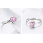 Ezüst gyűrű kristállyal, pink, 8