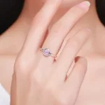 Ezüst gyűrű kristállyal, pink, 8