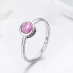 Ezüst gyűrű kristállyal, pink, 6