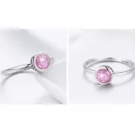 Ezüst gyűrű kristállyal, pink, 6