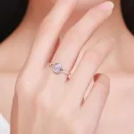 Ezüst gyűrű kristállyal, pink, 6