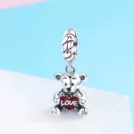 Ezüst charm, mackó