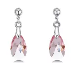 Csepp formájú fülbevaló Swarovski kristállyal díszített, világosrózsaszín