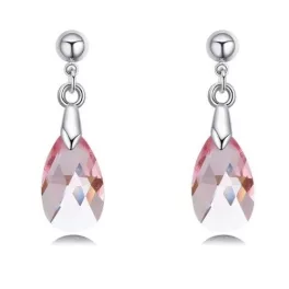   Csepp formájú fülbevaló Swarovski kristállyal díszített, világosrózsaszín