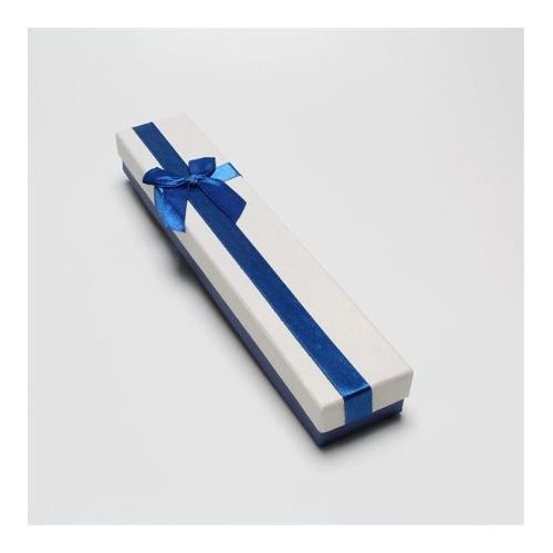 Ékszerdoboz kék masnival, papír, 22 x 4 cm