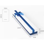 Ékszerdoboz kék masnival, papír, 22 x 4 cm