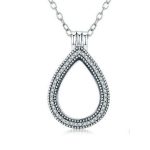 Ezüst nyaklánc nyitható, csepp alakú medállal, fehér