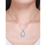 Ezüst nyaklánc nyitható, csepp alakú medállal, fehér