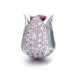 Ezüst charm, tulipán