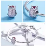 Ezüst charm, tulipán