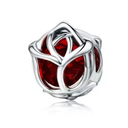 Ezüst charm, rózsa