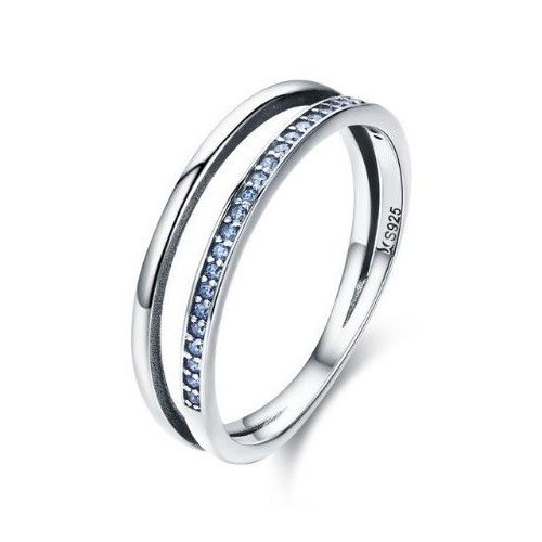 Ezüst gyűrű kristályokkal, kék, 7-es méret