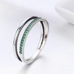 Ezüst gyűrű kristályokkal, zöld, 6