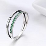 Ezüst gyűrű kristályokkal, zöld, 7
