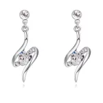 Spirálba foglalt szív fülbevaló Swarovski kristállyal díszített, fehér