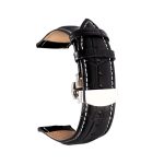 Óraszíj bőrből, 22 mm, fekete-fehér