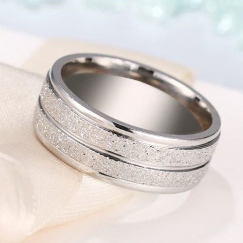 Női eljegyzési gyűrű nemesacélból, ezüst, 6-os méret