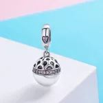 Ezüst ajándékdobozka charm cirkóniumkristállyal, rózsaszín 