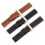 Férfi óraszíj bőrből, 24 mm, fekete