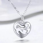 Ezüst nyaklánc macskás szív medállal