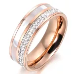 Női eljegyzési gyűrű nemesacélból, kagylóhéjjal, rosegold, 9