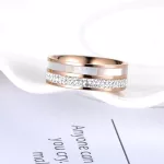 Női eljegyzési gyűrű nemesacélból, kagylóhéjjal, rosegold, 6