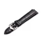 Bőr óraszíj tűs csattal, bőr, 22 mm, fekete