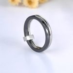 Női gyűrű, dupla, nemesacélból, fehérarany-fekete, 6