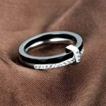 Női gyűrű, dupla, nemesacélból, fehérarany-fekete, 6
