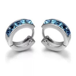   Divatos karikafülbevaló Swarovski kristállyal díszített, akvamarin