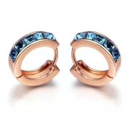   Divatos karikafülbevaló Swarovski kristállyal díszített, arany/akvamarin