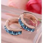 Divatos karikafülbevaló Swarovski kristállyal díszített, arany/akvamarin