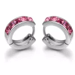 Divatos karikafülbevaló Swarovski kristállyal díszített, rózsaszín