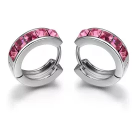   Divatos karikafülbevaló Swarovski kristállyal díszített, rózsaszín