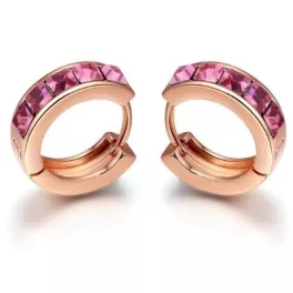   Divatos karikafülbevaló Swarovski kristállyal díszített, arany/rózsaszín