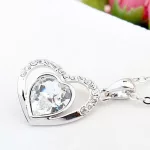 Nyaklánc duplaszíves medállal, Swarovski kristállyal díszített, kristály