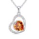 Nyaklánc szív a szívben medállal, Swarovski kristállyal díszített, topáz