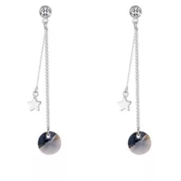   Fülbevaló csillaggal és Swarovski kristállyal díszített, farmerkék