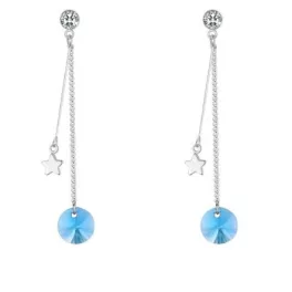   Fülbevaló csillaggal és Swarovski kristállyal díszített, akvamarin