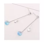 Fülbevaló csillaggal és Swarovski kristállyal díszített, akvamarin